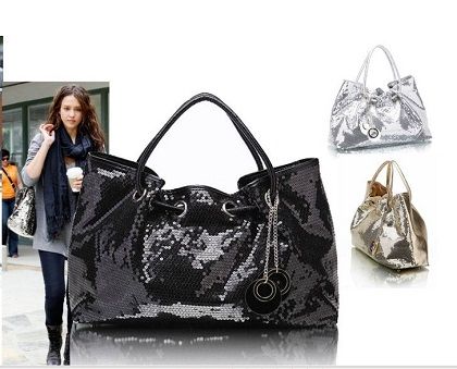 NEW KOREAN STYLE Hobo PU PARTY sequin spangle decorative tote shoulder 