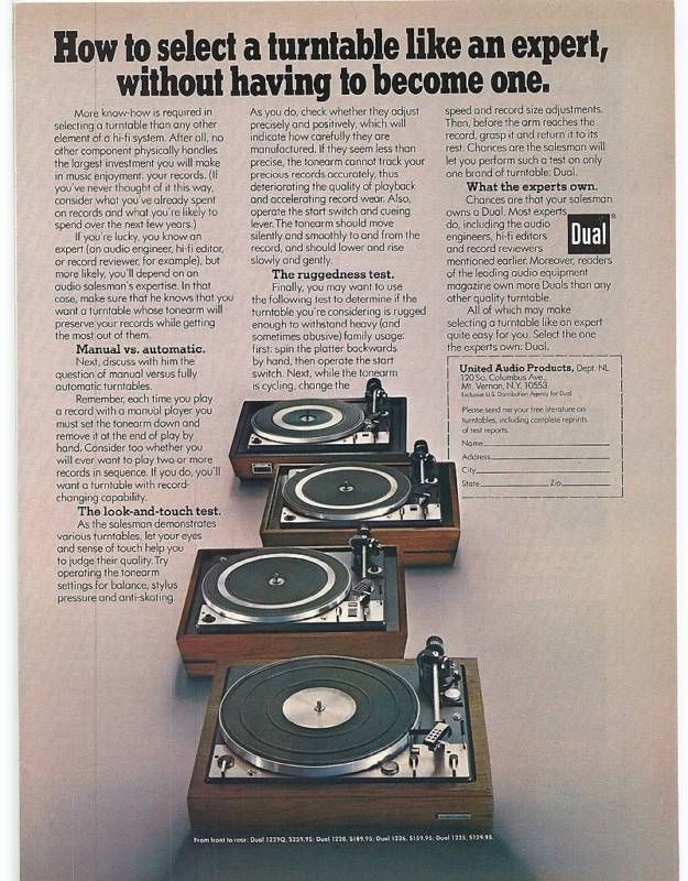 RARE 1975 Dual 1229Q Turntable Ad  