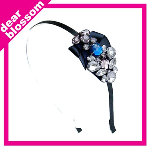 CELEBRITY SIMPLE CRYSTAL LUXURY HAIRBAND HEADBAND NAVY  