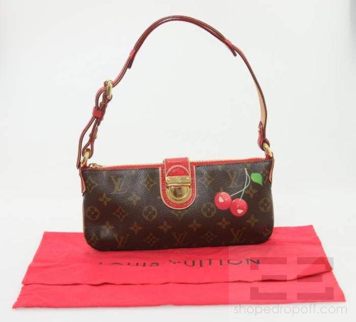   Vuitton Limited Edition Monogram Cerises Canvas & Lizard Pochette Bag