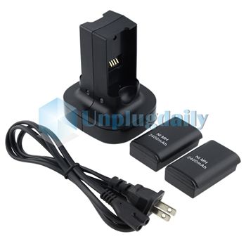 For Xbox 360 Blk Dual Battery Charging Station Dock  