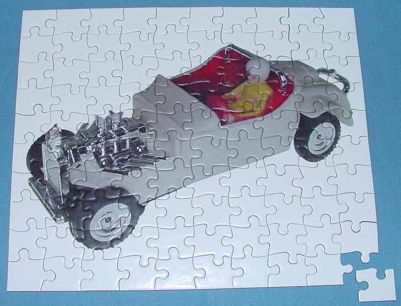 White 148 O Gauge Slot Car Jigsaw Puzzle Stock Number 1958R Assembled