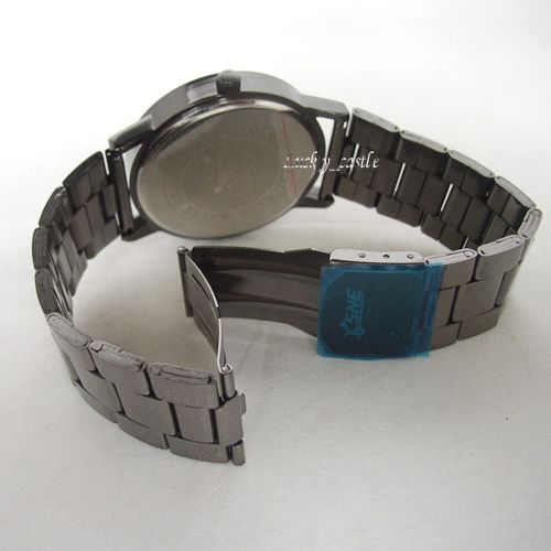 2012 Unique Simple Analog 3 colors hand Black Dial Mens Boys Wrist 