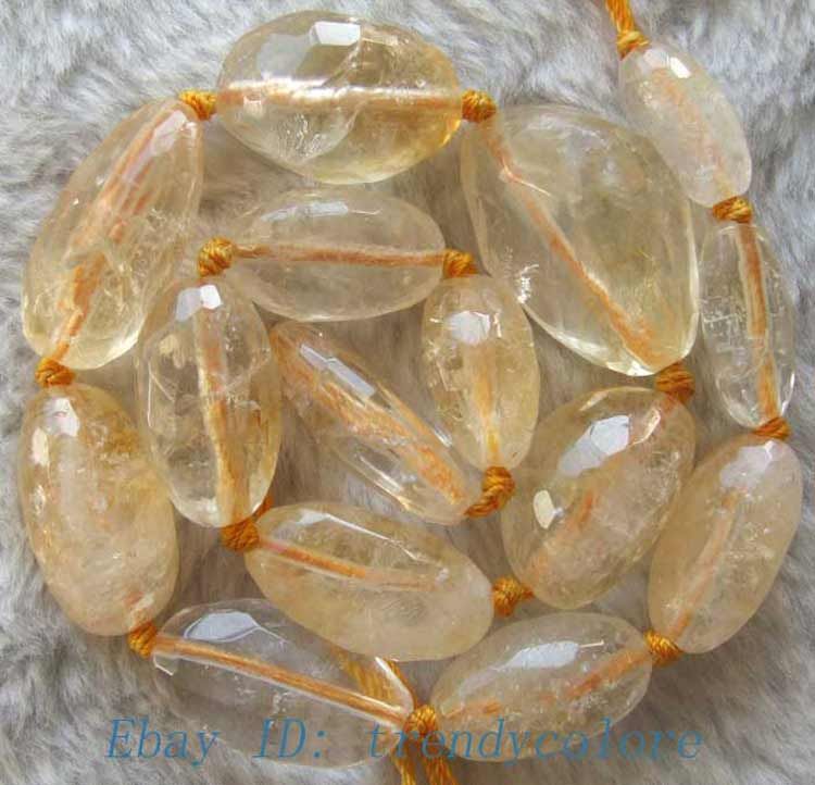 Faceted Freeform Citrine Beads 25x15mm 16.5 inch  