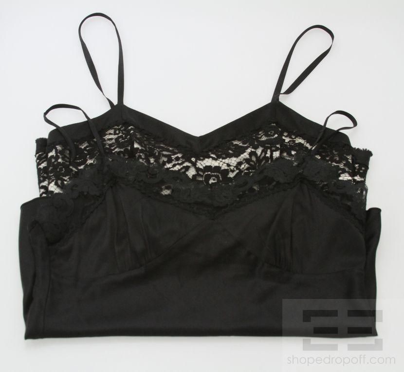   & Rebecca Taylor 2pc Black Silk & Lace Camisole Set, Size M/4  