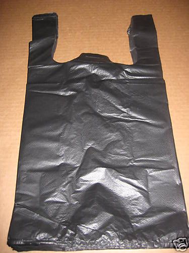 100 10x6x18 Black T Shirt Plastic Shopping Bags  