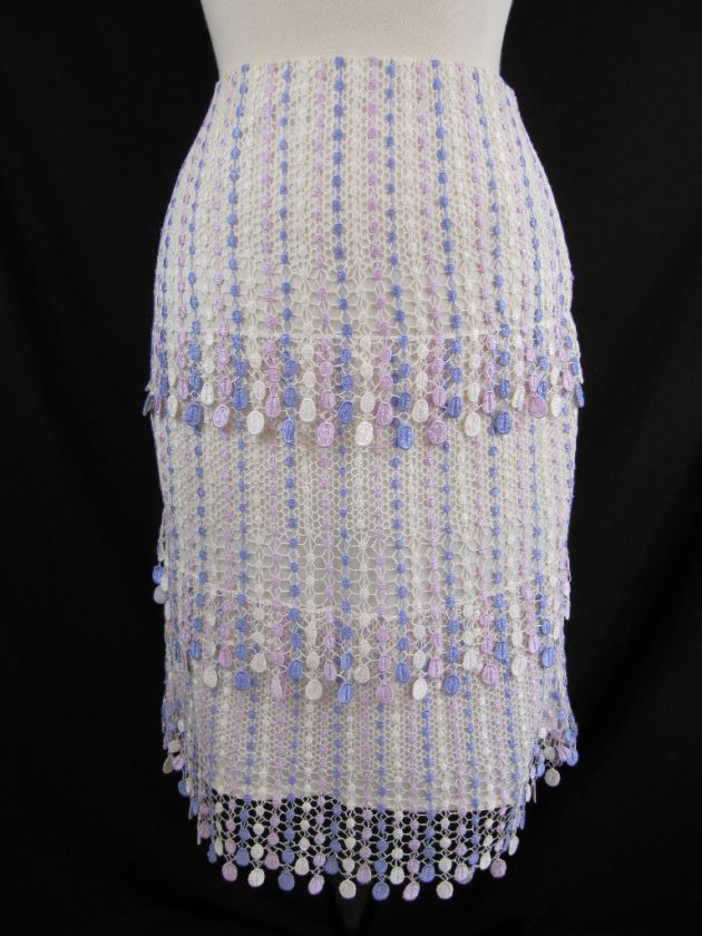 Focus by Shani Lined Pearl, Lavender & Pink Skirt M 10  