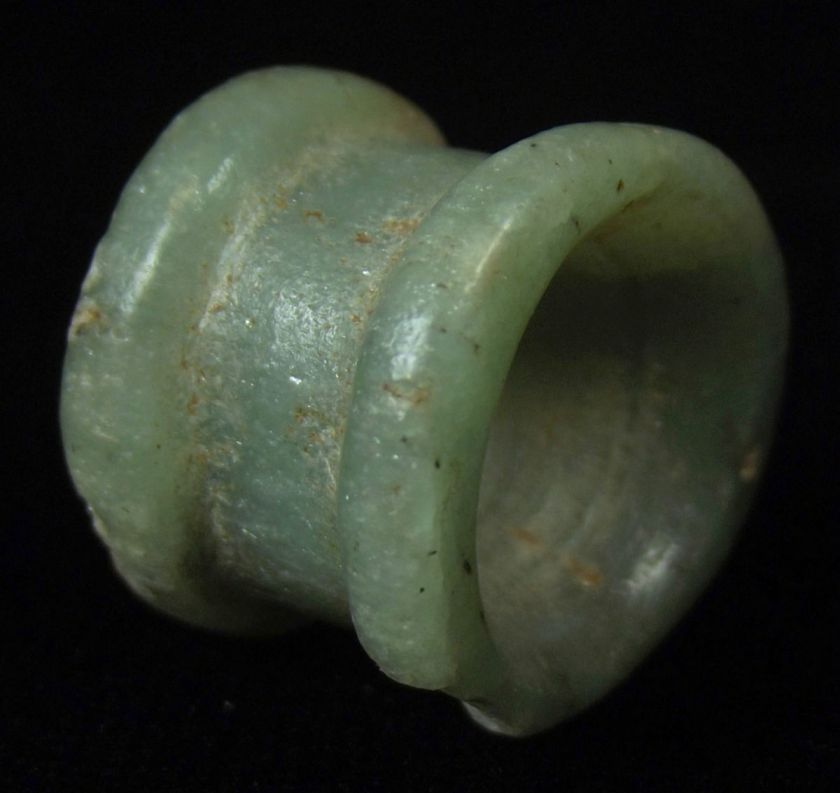 Lovely Ancient Pre Columbian TEOTIHUACAN Ear Spool Flare jade Plug 