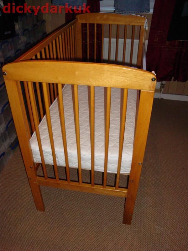 SAPLINGS PINE ANITA NURSERY BABY COT WITH MATTRESS USED  