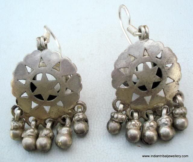 ANTIQUE TRIBAL OLD SILVER EAR PLUG EARRINGS RAJASTHAN  