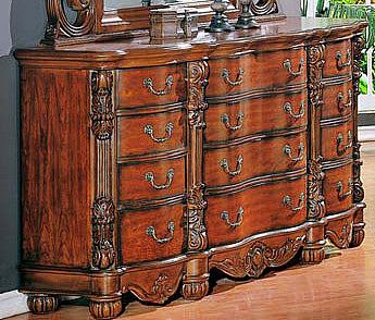 Mahogany 12 Drawer Carved Vanity Chest Dresser  