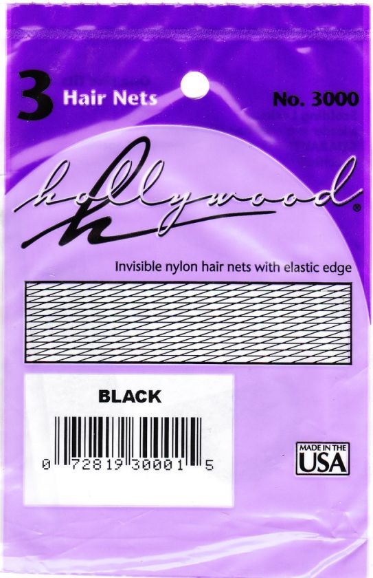 Hair Nets Black 3 by Hollywood NEW Made in USA FreeShip  