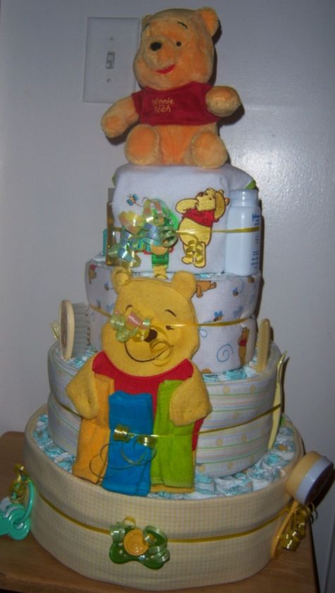 Baby Shower 4 Tier Diaper Cake, Winnie the Pooh, Precious Moments 