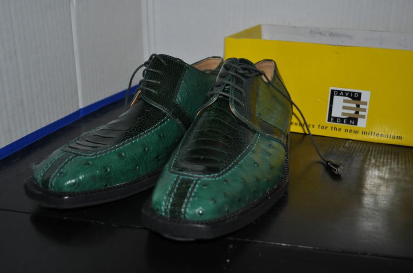 DAVID EDEN Shoes Green/Black Ostrich/Alligator size 10  