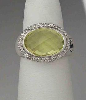 David Yurman Lemon Citrine Oval Signature Ring 0.48 ctw diamonds 