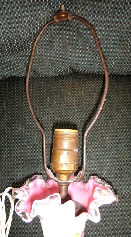 antique FENTON GLASS VASE LAMP chic+shabby VICTORIAN  