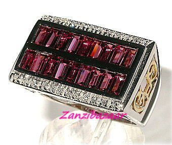 LAURA RAMSEY 14K WHITE GOLD RHODOLITE GARNET & DIAMOND RING  