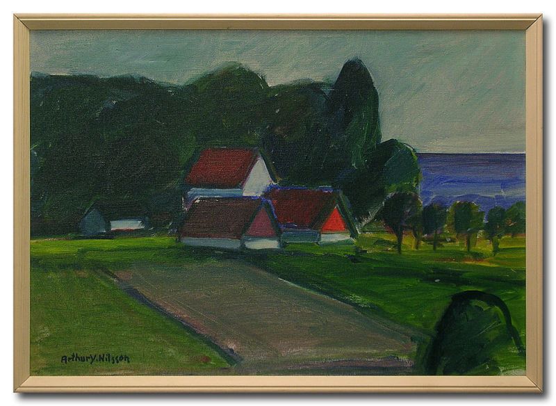 ARTHYR Y NILSSON/FARM HOUSES   Swedish Art Oil Painting  