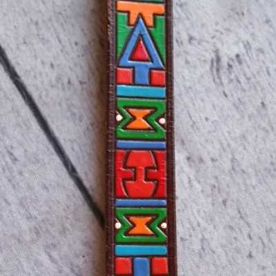   LEATHER BELT S Hand Painted Tooled Mexico Arrow Indian Navajo  