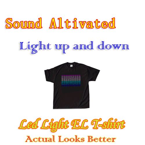   Flashing Cool Music Up and Down Light Sound Activated LED EL T Shirt