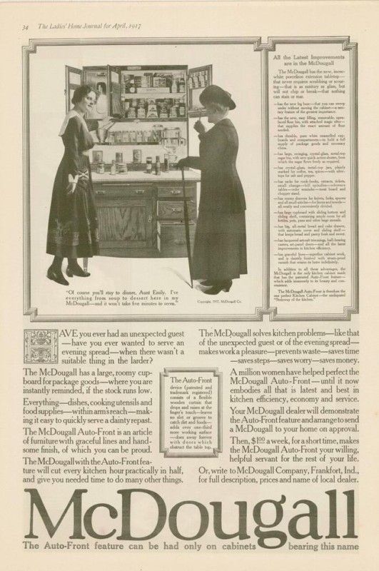 1917 McDougall kitchen cabinets advertising AD  