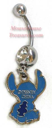 DISNEY SITTING STITCH DANGLE NAVEL BELLY RING  