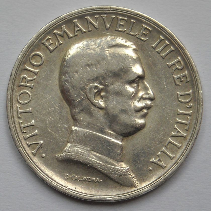 Italy 1 lira 1917 Silver Coin vf vf+ Rare  