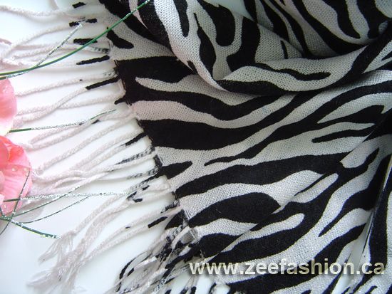 ZEBRA & LEOPARD FASHION PASHMINA SILK CASHMERE SCARF  