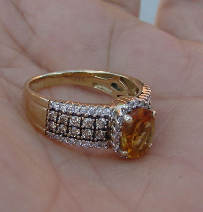 Citrine diamond Levian Le Vian Chocolate Ring 14k YG sz sz 6.5  