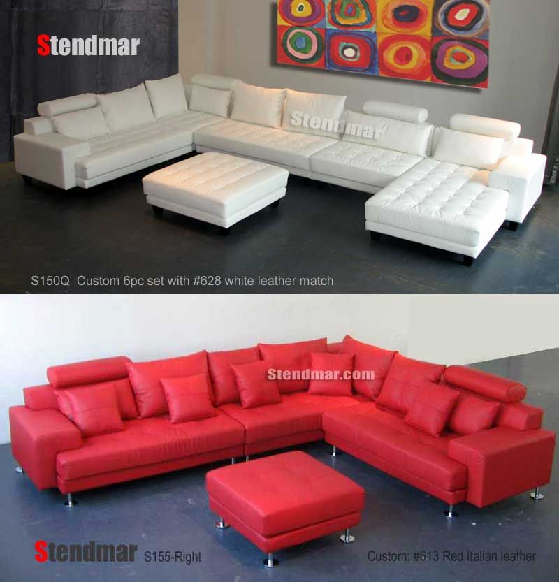 6PC MODERN DESIGN WHITE LEATHER SECTIONAL SOFA 150Q6P  