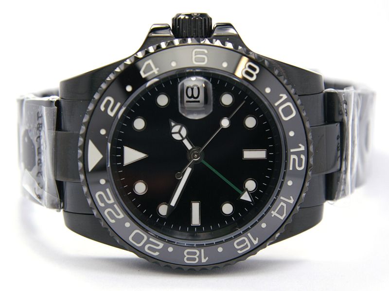 PARNIS GMT CERAMIC BLACK BEZEL PVD AUTOMATIC NEW MODEL  