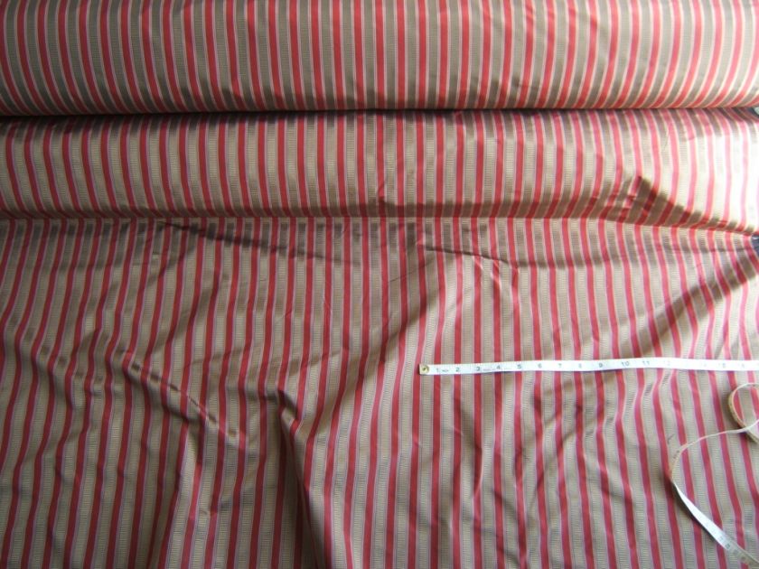 SCALAMANDRE 100%SILK SHIRRED STRIPE RED BRONZE 1 32Y  