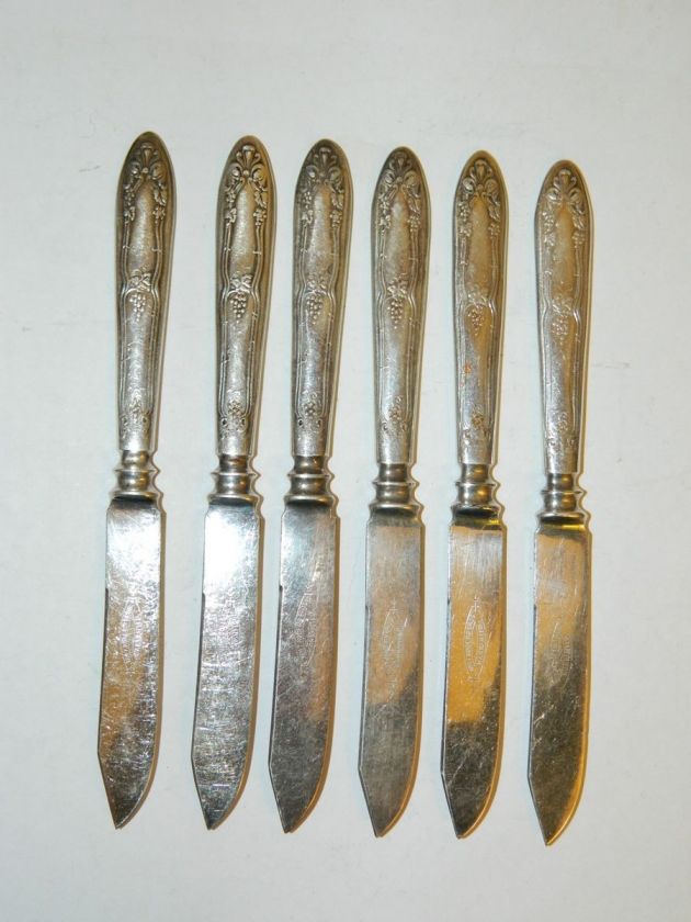   Silverware Flatware Grape 1910 Art Nouveau Fruit Knife Lot 6  