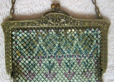 DROP Mandalian Enamel Mesh FLAPPER PURSE 1920S  