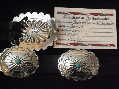 ELEGANT NEW 11 PIECE NAVAJO NICKLE SILVER CONCHO BELT W/ TURQ & LARGE 