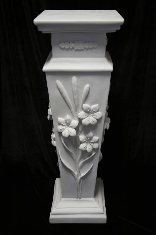 34 Tall Column Pedestal with Flowers Made Italy Statue  