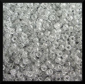 100 Silver Sparkle Glitter Pony Beads 3/8 9mm ABCraft  