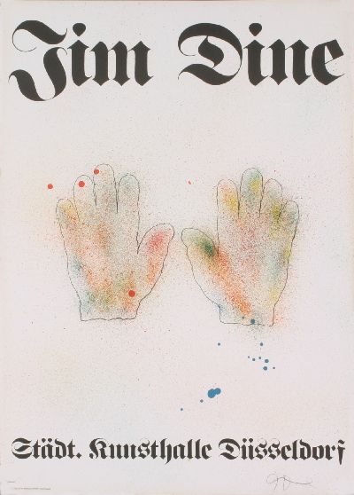 Signed 1971 Jim Dine Colorful Hands Lithograph  