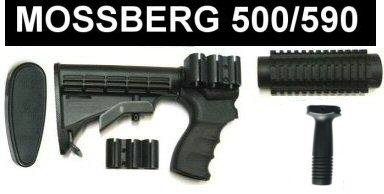 MOSSBERG 500/590 SHOTGUN STOCK+TRI RAIL FOREND+GRIP N8  