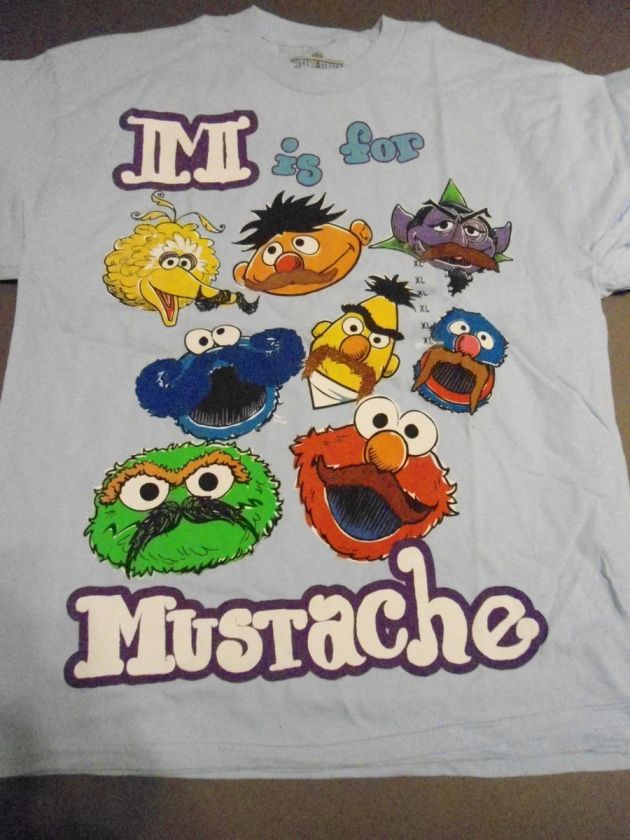 SESAME STREET M Is For Mustache T Shirt **NEW characters elmo big bird 