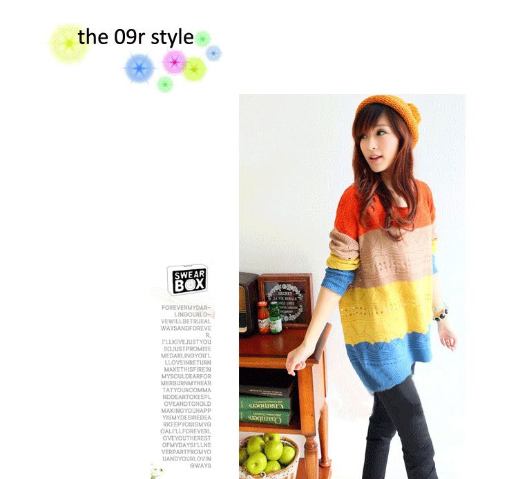 CASUAL MULTICOLOR STRIPES PATCHWORK JUMPER PULLOVER ZZ00174  