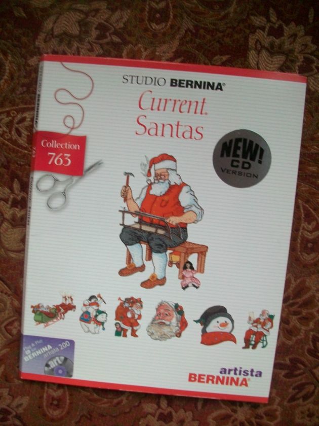 Studio Bernina Christmas Embroidery CD #763 Current Santas for Artista 