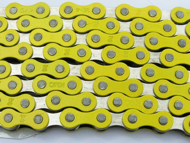 KMC Z410 BMX chain YELLOW outer CHROME inner 1/2 X 1/8  