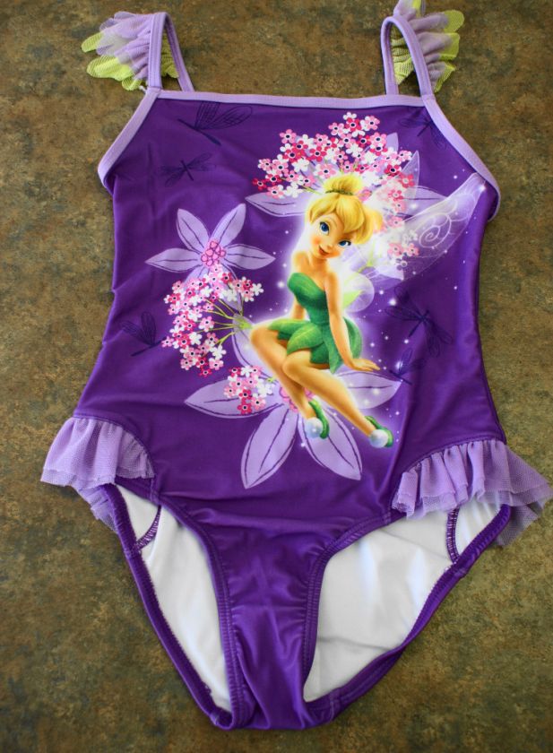 New  Glittery TINKER BELL Swimsuit XS 4  