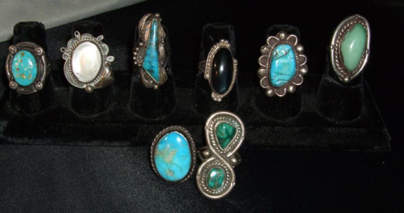 LOT OF 8 VINTAGE RINGS, 1960S, NICE DEALER LOT  