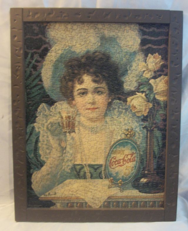 Vintage Framed Coca Cola Puzzle Picture  