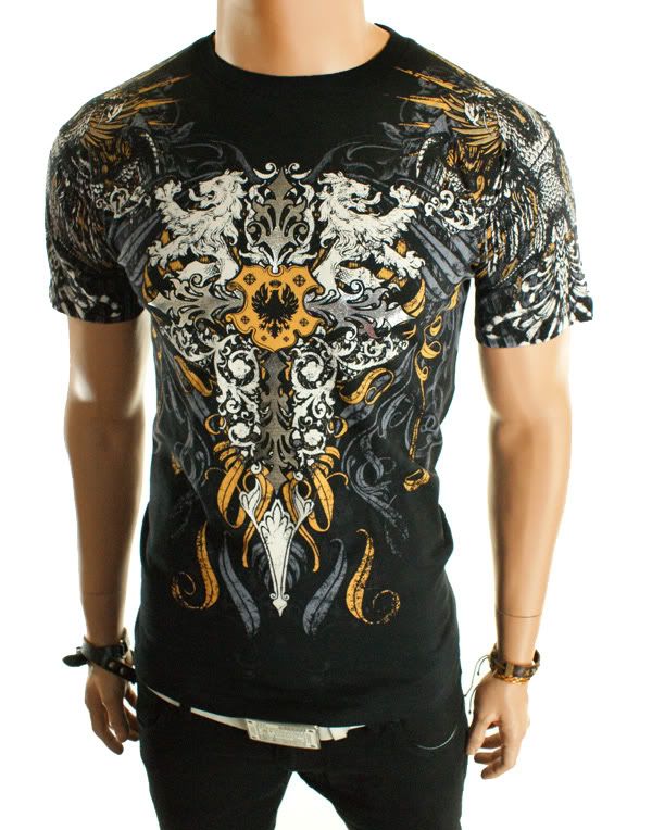 NEW MENS BLACK EAGLE ARMOR SHINY UFC MMA CLUB T SHIRT  