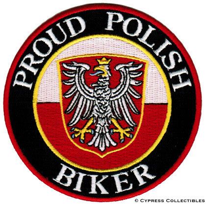 PROUD POLISH BIKER embroidered PATCH POLAND FLAG EMBLEM  