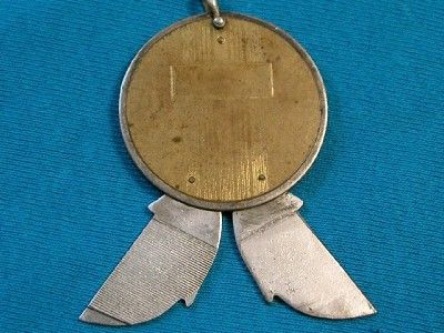 ANTIQUE GOLD POCKET WATCH FOB KNIFE ART NOUVEAU HORSE CIGAR CUTTER 