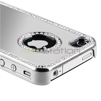 Silver Luxury Bling Diamond Rhinestone Aluminium Case Cover For iPhone 